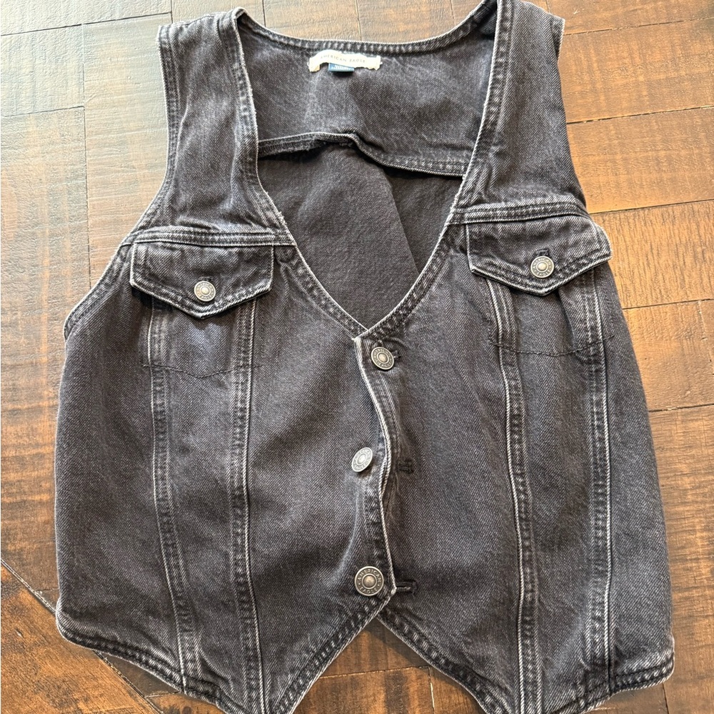 American Eagle Outfitters Charcoal Denim Vest